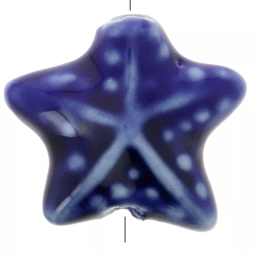 Cuenta de cerámica estrella de mar 20 mm - Azul marino x1