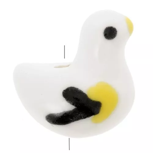 Pájaro - paloma - cuenta de cerámica 17.5x16 mm - Blanco x1