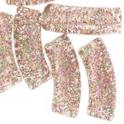 Abalorios acrílicos transparentes tubo curvo 35x11mm Gris Purpurina multicolor x6|raw }}