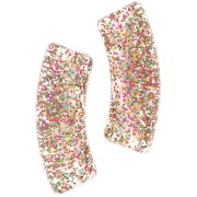 Abalorios acrílicos transparentes tubo curvo 35x11mm Gris Purpurina multicolor x6