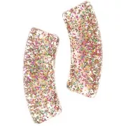 Tubo de cuentas curvadas 35x11 mm acrílico transparente - Multicolor Glitter Gris x6