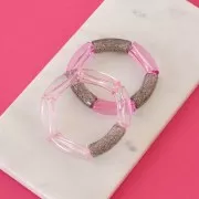 Tubo de cuentas curvadas 35x11 mm acrílico transparente - Multicolor Glitter Gris x6