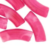 Cuentas acrílicas transparentes 35x11 mm tubo curvado - Fucsia jaspeado x6