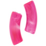 Cuentas acrílicas transparentes 35x11 mm tubo curvado - Fucsia jaspeado x6