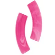 Perlas de tubo curvado 32x8 mm en acrílico translúcido - Fucsia jaspeado x6