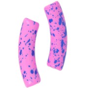 Cuentas de tubo curvado 32x8 mm en acrílico opaco - Fucsia Moteado Azul x6