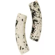 Perlas tubo curvadas de acrílico opaco 32x8 mm - Beige Moteado Negro x6
