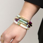 Tubo acrílico opaco curvado 32x8 mm - Blanco Moteado Azul x6