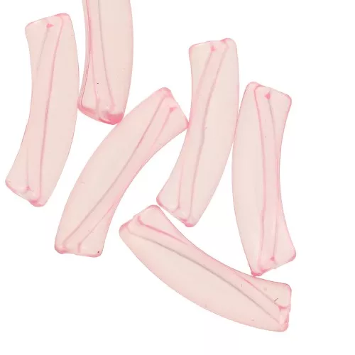 Cuentas acrílicas transparentes 32x8 mm tubo curvo - Rosa claro x6