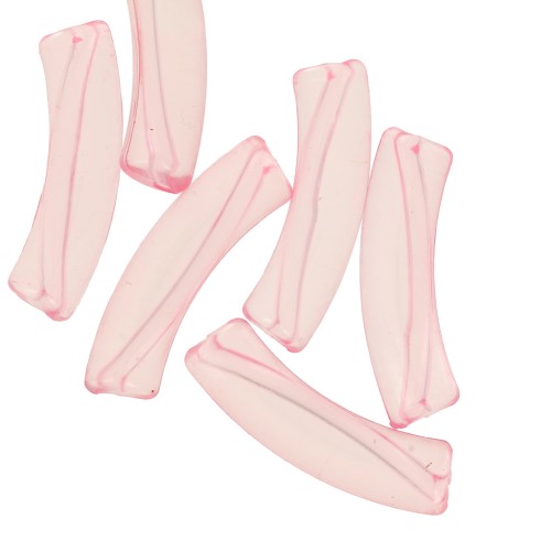 Perlas acrílicas transparentes de tubo curvado 32x8 mm - Rosa claro x6