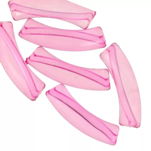 Cuentas acrílicas transparentes 32x8 mm tubo curvo - Rosa x6