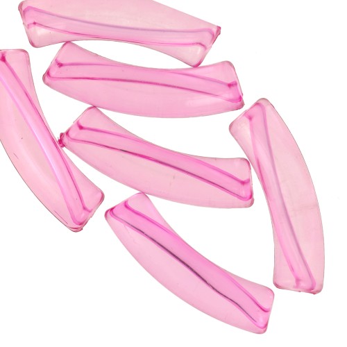 Perlas acrílicas transparentes de tubo curvado 32x8 mm - Rosa x6