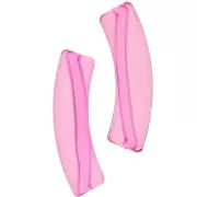 Cuentas acrílicas transparentes 32x8 mm tubo curvo - Rosa x6