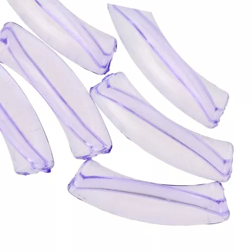 Perlas acrílicas transparentes 32x8 mm tubo curvo - Violeta x6