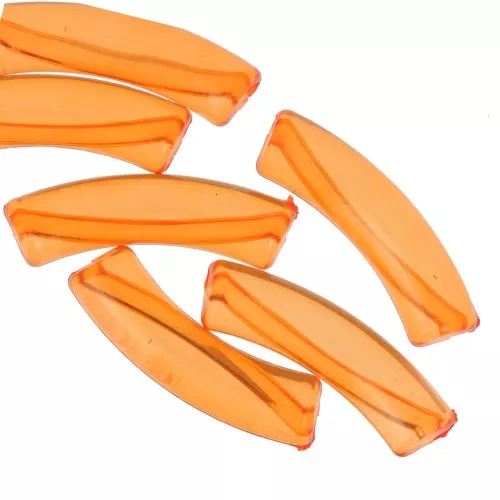 Cuentas acrílicas transparentes 32x8 mm tubo curvo - Naranja x6