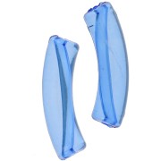 Cuentas acrílicas transparentes 32x8 mm tubo curvo - Azul Real x6