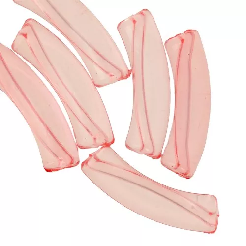 Perlas acrílicas transparentes 32x8 mm tubo curvo - Coral x6