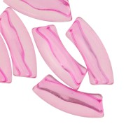 Cuentas acrílicas transparentes 35x11 mm tubo curvo - Rosa x6