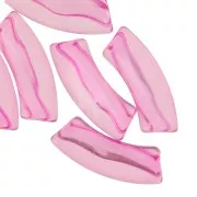 Cuentas acrílicas transparentes 35x11 mm tubo curvo - Rosa x6