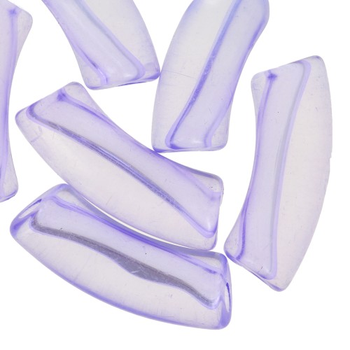 Perlas acrílicas transparentes 35x11 mm tubo curvo - Violeta x6