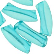 Cuentas acrílicas transparentes 35x11 mm tubo curvo - Verde turquesa x6