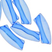 Cuentas acrílicas transparentes 35x11 mm tubo curvo - Azul Real x6