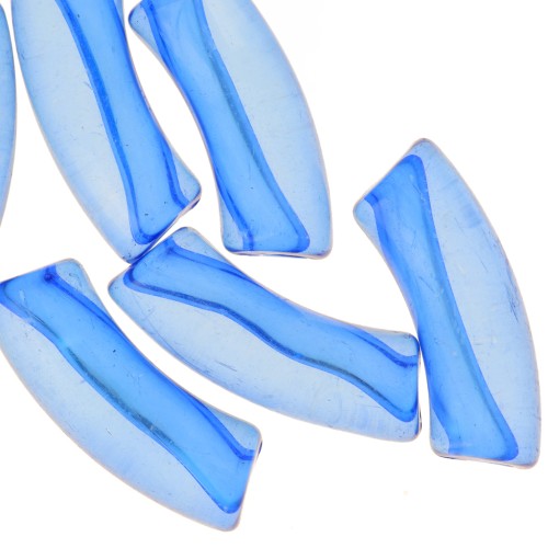 Cuentas acrílicas transparentes 35x11 mm tubo curvo - Azul Real x6