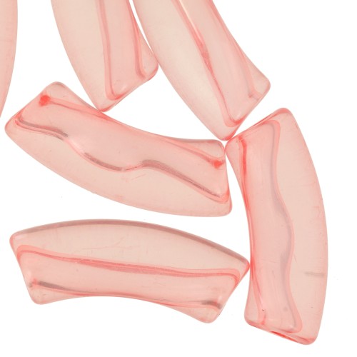 Cuentas acrílicas transparentes tubo curvo 35x11mm Coral x6