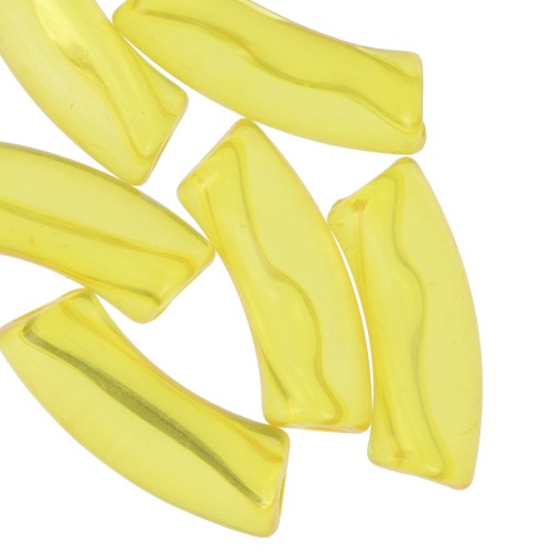 Perlas acrílicas transparentes 35x11 mm tubo curvo - Amarillo x6