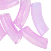 Perlas tubo curvadas 35x11 mm en acrílico transparente - Marbré Lilas x6