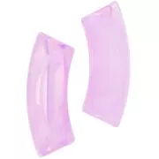 Abalorios acrílicos transparentes tubo curvo 35x11mm Lila jaspeado x6