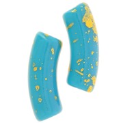 Cuentas tubo curvadas 35x11mm en acrílico opaco - Turquesa - Oro moteado x6