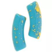 Cuentas tubo curvadas 35x11mm en acrílico opaco - Turquesa - Oro moteado x6