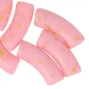 Cuentas tubo curvadas 35x11mm en acrílico opaco - Rosa - Oro moteado x6