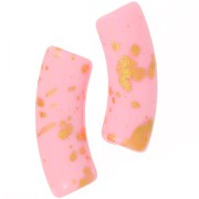 Cuentas tubo curvadas 35x11mm en acrílico opaco - Rosa - Oro moteado x6