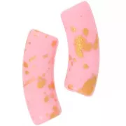 Cuentas tubo curvadas 35x11mm en acrílico opaco - Rosa - Oro moteado x6