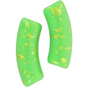 Cuentas de tubo curvado en acrílico opaco 35x11mm Verde Manzana Moteado Dorado x6