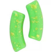 Cuentas de tubo curvado en acrílico opaco 35x11mm Verde Manzana Moteado Dorado x6