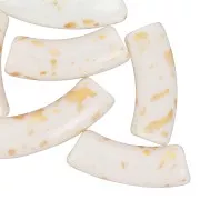Cuentas tubo curvadas 35x11mm en acrílico opaco - Blanco - Oro moteado x6