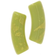 Cuentas de tubo curvado 35x11mm en acrílico opaco - Verde anís - Oro moteado x6