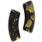 Perlas de tubo curvado 35x11mm en acrílico opaco - Negro - Oro moteado x6