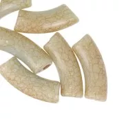 Perlas tubo curvado 35x11mm efecto craquelado en acrílico opaco - Beige x6