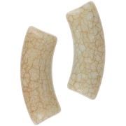 Perlas tubo curvado 35x11mm efecto craquelado en acrílico opaco - Beige x6