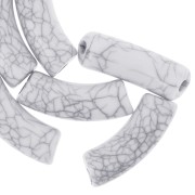 Perlas tubo curvadas 35x11mm efecto craquelado en acrílico opaco - Blanco x6