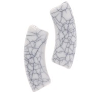Perlas tubo curvadas 35x11mm efecto craquelado en acrílico opaco - Blanco x6