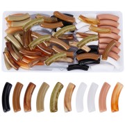 Lote de 80 cuentas acrílicas opacas tubo curvado 22x8 mm - Multicolor
