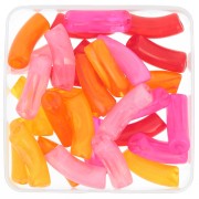 Lote de 30 cuentas acrílicas transparentes de tubo curvado 35x11 mm Rosa jaspeado|raw }}