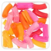 Lote de 30 cuentas acrílicas transparentes de tubo curvado 35x11 mm Rosa jaspeado