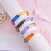 Juego de 60 cuentas acrílicas transparentes en forma de tubo curvado 35x11mm con efecto craquelado