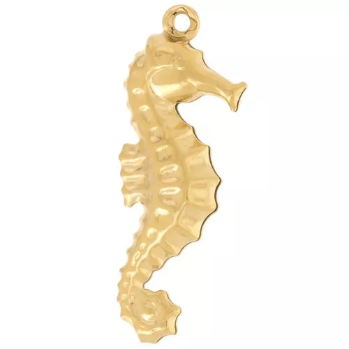 Colgante caballito de mar 27x10 mm - Acero inoxidable 304L - Dorado x1